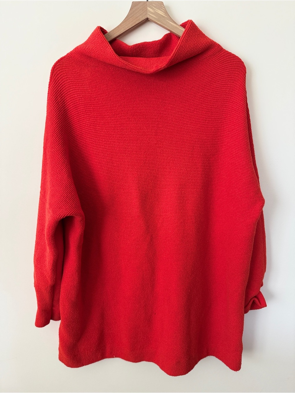 Free People Red Turtle Neck Sweater Long Size Medium Women’s